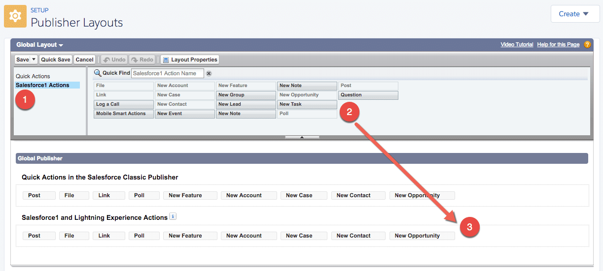 global actions editor
