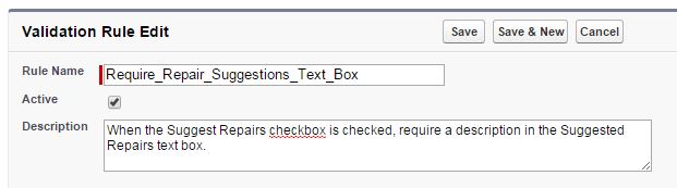 Validation Rule Details
