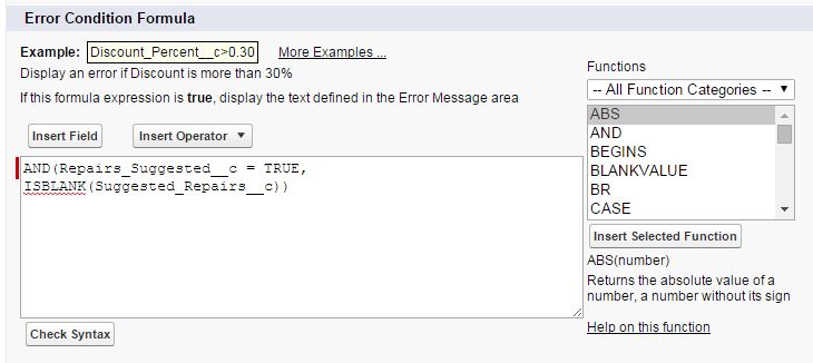 Validation Rule Formula